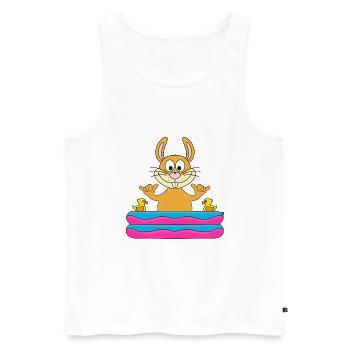 HASE - POOL - PLANSCHBECKEN - SHAKA - TIER - Männer Premium Bio Tank Top - Weiß - Vorne - AI Model Male 178 light (178cm)