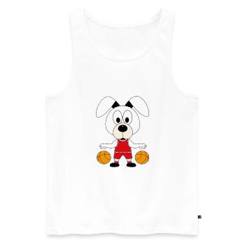 HUND - BASKETBALL - SPORT - TIER - KIND - BABY - Männer Premium Bio Tank Top - Weiß - Vorne - Michal (187cm)