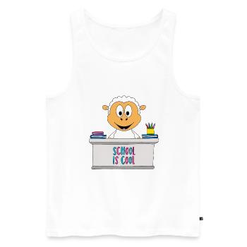 SCHAF - SCHULE - SCHÜLER - LEHRER - TIER - Männer Premium Bio Tank Top - Weiß - Vorne - Michal (187cm)