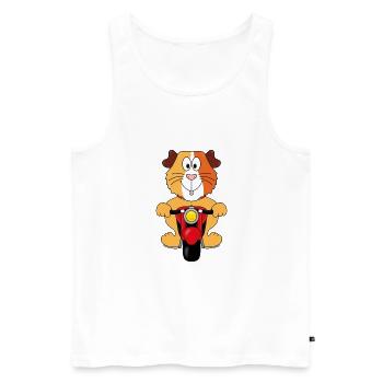 MOTORRAD - BIKER - MEERSCHWEINCHEN - MOTORSPORT - Männer Premium Bio Tank Top - Weiß - Vorne - Michal (187cm)