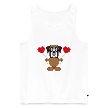 HUND - BOXER - LUFTBALLONS - LIEBE - LOVE - Männer Premium Bio Tank Top - Weiß - Vorne - Michal (187cm)