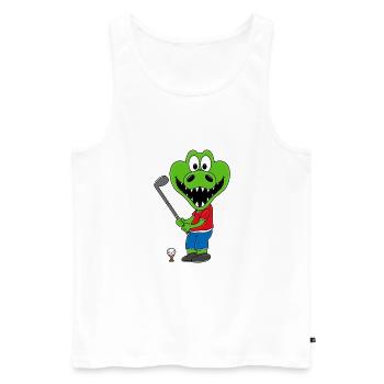 KROKODIL - GOLF - GOLFER - SPORT - TIER - Männer Premium Bio Tank Top - Weiß - Vorne - AI Model Male 178 light (178cm)