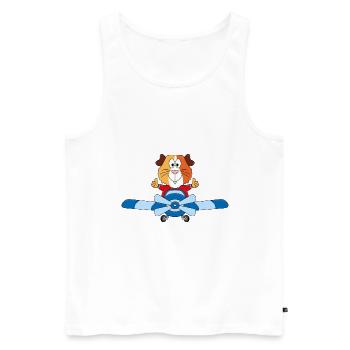MEERSCHWEINCHEN - FLUGZEUG - PILOT - FLIEGEN - Männer Premium Bio Tank Top - Weiß - Vorne - Michal (187cm)