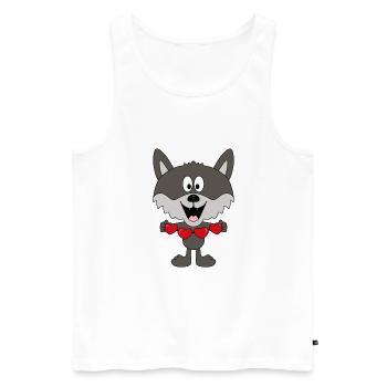WOLF - LIEBE - LOVE - TIER - TIERISCH - VERLIEBT - Männer Premium Bio Tank Top - Weiß - Vorne - Michal (187cm)