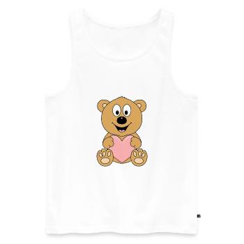 TEDDY - BÄR - TEDDYBÄR - LIEBE - HERZ - VERLIEBT - Männer Premium Bio Tank Top - Weiß - Vorne - Michal (187cm)
