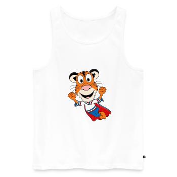 TIGER - SUPERHELD - TIER - TIERISCH - BABY - KIND - Männer Premium Bio Tank Top - Weiß - Vorne - Michal (187cm)