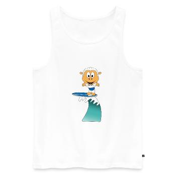 SCHAF - SURFER - WELLENREITER - WASSERSPORT - TIER - Männer Premium Bio Tank Top - Weiß - Vorne - Michal (187cm)