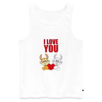 I LOVE YOU - HASEN - OSTERHASEN - OSTERN - LIEBE - Männer Premium Bio Tank Top - Weiß - Vorne - Michal (187cm)