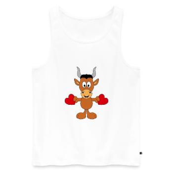STIER - BULLE - HERZEN - LIEBE - LOVE - TIER - Männer Premium Bio Tank Top - Weiß - Vorne - Michal (187cm)