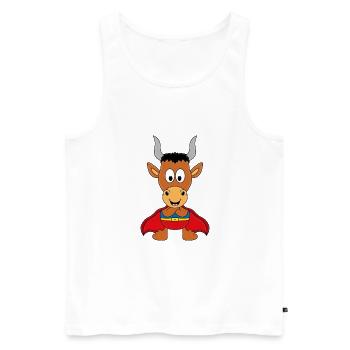 SUPERHELD - STIER - BULLE - TIER - TIERISCH - Männer Premium Bio Tank Top - Weiß - Vorne - Michal (187cm)