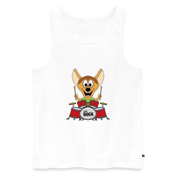 SCHLAGZEUG - MUSIK - BAND - ROCK - HYÄNE - TIER - Männer Premium Bio Tank Top - Weiß - Vorne - Michal (187cm)