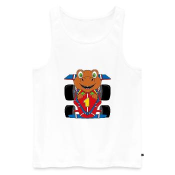 T-REX - DINOSAURIER - AUTO - RENNFAHRER - DINO - Männer Premium Bio Tank Top - Weiß - Vorne - Michal (187cm)