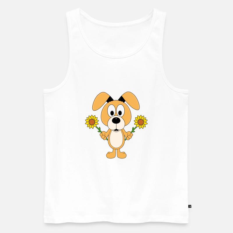 SONNENBLUMEN - BLUMEN - HUND - TIER - Männer Premium Bio Tank Top - Weiß