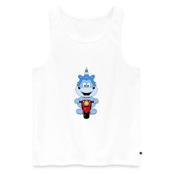 EINHORN - MOTORRAD - BIKER - KIND - BABY - FUN - Männer Premium Bio Tank Top - Weiß - Vorne - Michal (187cm)