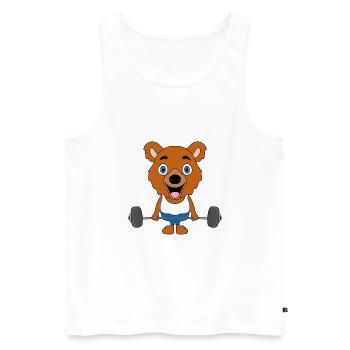 BODYBUILDING - FITNESS - TEDDY - BÄR - SPORT - Männer Premium Bio Tank Top - Weiß - Vorne - Michal (187cm)