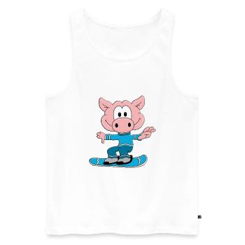SNOWBOARD - WINTERSPORT - SCHWEIN - SPORT - Männer Premium Bio Tank Top - Weiß - Vorne - Michal (187cm)