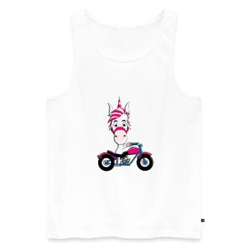 MOTORRAD - BIKER - EINHORN - Männer Premium Bio Tank Top - Weiß - Vorne - Michal (187cm)