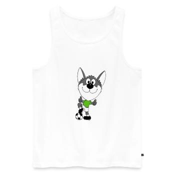 FUßBALL - HUSKY - HUND - SPORT - TIER - Männer Premium Bio Tank Top - Weiß - Vorne - Michal (187cm)