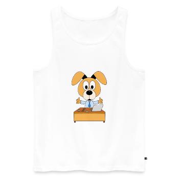 HUND - ARBEIT - JOB - CHEF - MITARBEITER - Männer Premium Bio Tank Top - Weiß - Vorne - Michal (187cm)