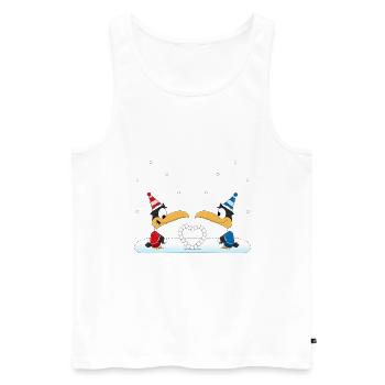PINGUINE - SCHNEE - HERZ - LIEBE - Männer Premium Bio Tank Top - Weiß - Vorne - Michal (187cm)