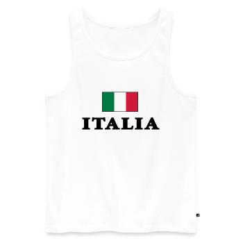 Italienfahne mit Italia Schriftzug - Männer Premium Bio Tank Top - Weiß - Vorne - AI Model Male 178 light (178cm)