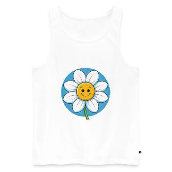 Cheerful White Daisy with Smiley Faces Pop Art - Men's Premium Organic Tank Top - white - Front - Michal (187cm)