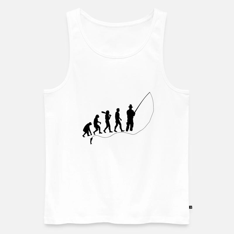 Evolution angeln geschenk mensch affe - Männer Premium Bio Tank Top - Weiß