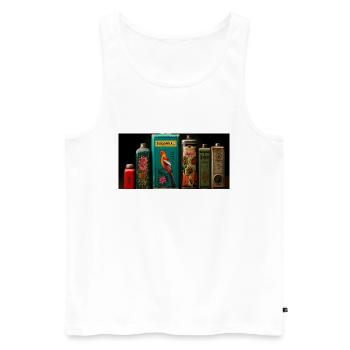 Vintage Blechdosen - Männer Premium Bio Tank Top - Weiß - Vorne - Michal (187cm)