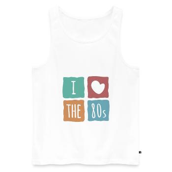 I Love The 80's Eighties Heart Retro Vintage - Men's Premium Organic Tank Top - white - Front - Michal (187cm)