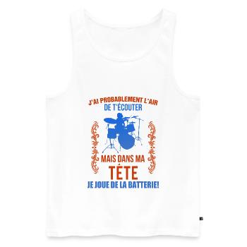 Batteur Shirt • Batterie • Musicien Cadeau - Débardeur bio Premium Homme - blanc - Devant - AI Model Male 178 light (178cm)