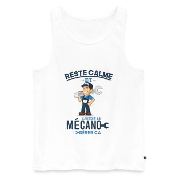 Mecanicien Cadeau • Reste Calme • Mecano - Débardeur bio Premium Homme - blanc - Devant - Michal (187cm)