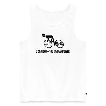 0 % Akku – 100 % Manpower (Fahrrad / Rennrad / B) - Männer Premium Bio Tank Top - Weiß - Vorne - Michal (187cm)