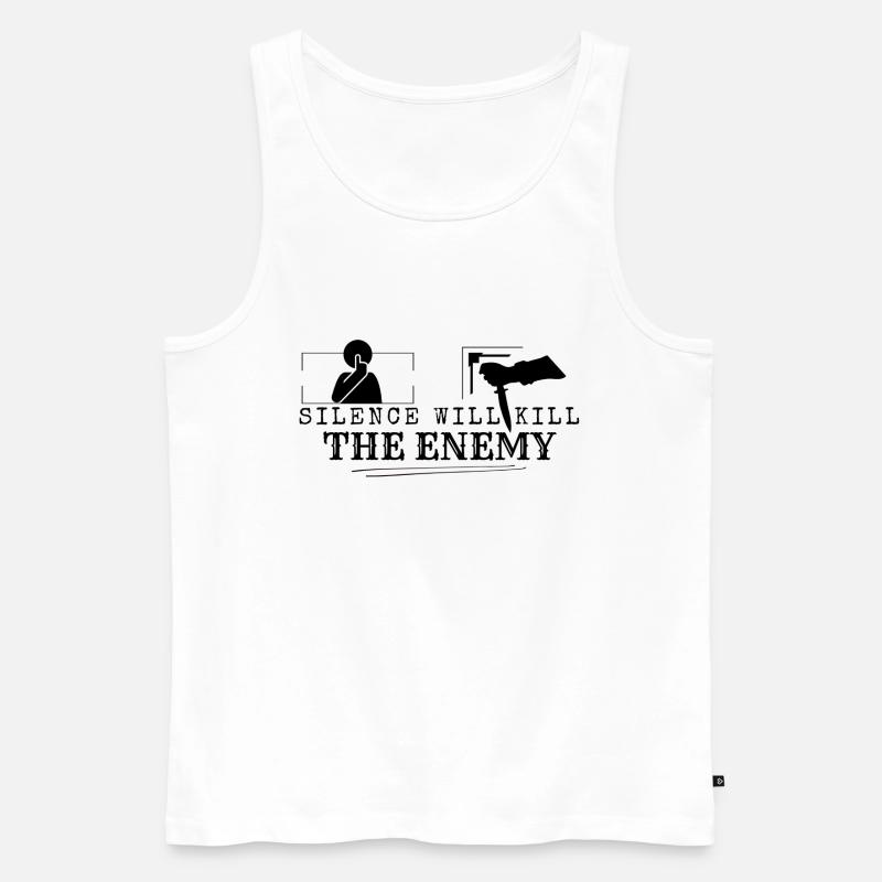Silence will kill the enemy - Männer Premium Bio Tank Top - Weiß