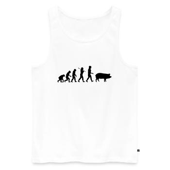 Evolution zum Schwein - Männer Premium Bio Tank Top - Weiß - Vorne - AI Model Male 178 light (178cm)