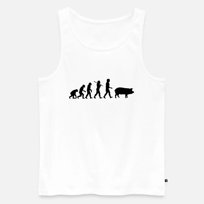Evolution zum Schwein - Männer Premium Bio Tank Top - Weiß