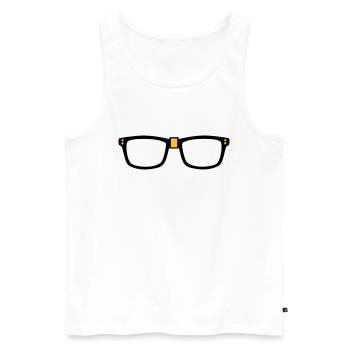 lunettes - Nerd - Débardeur bio Premium Homme - blanc - Devant - Michal (187cm)
