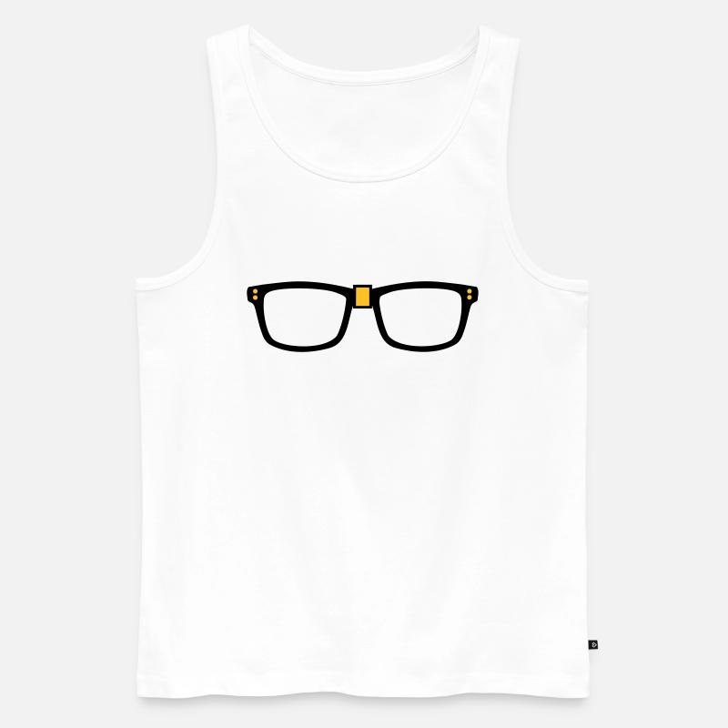 Brille - Nerd - Männer Premium Bio Tank Top - Weiß