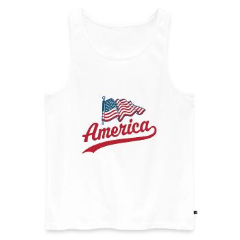 Amerika Flagge - Männer Premium Bio Tank Top - Weiß - Vorne - Michal (187cm)