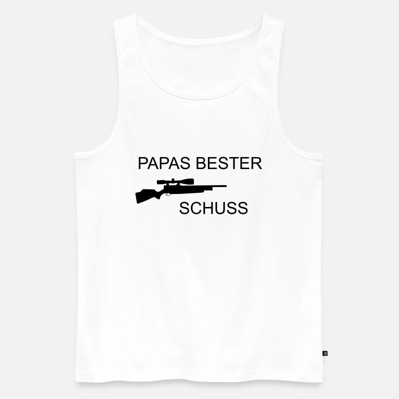 Papas bester Schuss - Männer Premium Bio Tank Top - Weiß