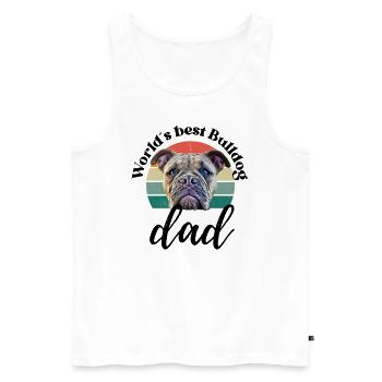 LE MEILLEUR PAPA BOULEDOGUE DU MONDE ... Chien Chien Bulldog - Débardeur bio Premium Homme - blanc - Devant - Michal (187cm)