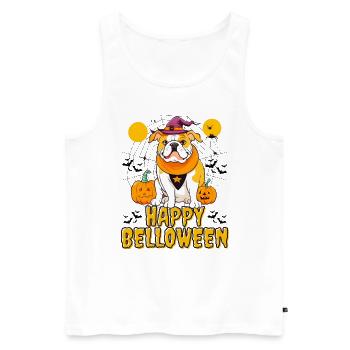 HAPPY BELLOWEEN Halloween Hund Hunde Bulldogge - Männer Premium Bio Tank Top - Weiß - Vorne - Michal (187cm)