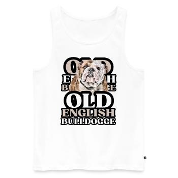 OLD ENGLISH BULLDOG Chien Chiens Bouledogue - Débardeur bio Premium Homme - blanc - Devant - AI Model Male 178 light (178cm)