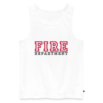 Schriftzug FIRE Department - Männer Premium Bio Tank Top - Weiß - Vorne - AI Model Male 178 light (178cm)