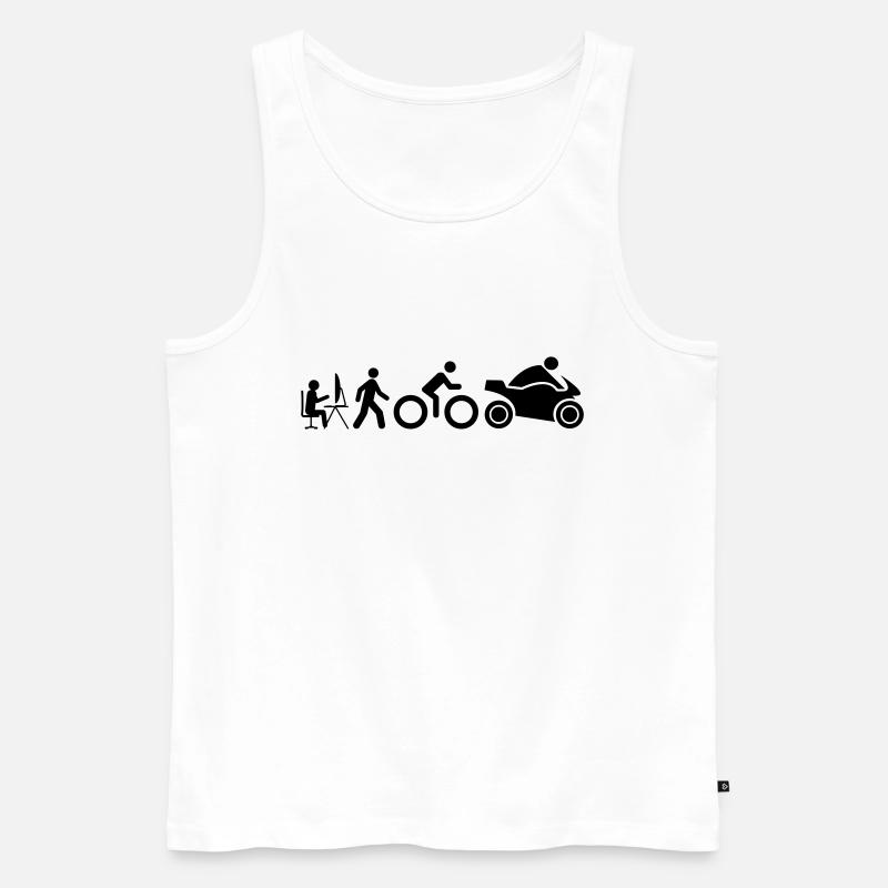 Evolution eines Motorradfahrers - Männer Premium Bio Tank Top - Weiß