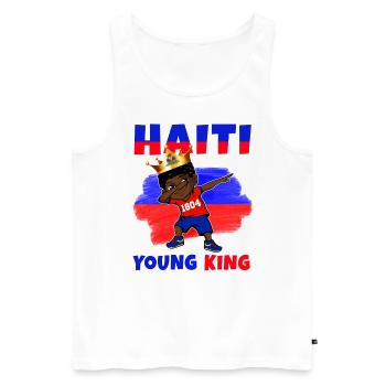 Haiti Junger König Haiti Flagge Melanin für Schwarze Jungen - Männer Premium Bio Tank Top - Weiß - Vorne - Michal (187cm)