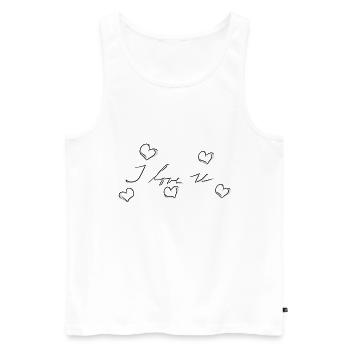 Je t’aime cœur coeur - Débardeur bio Premium Homme - blanc - Devant - Michal (187cm)