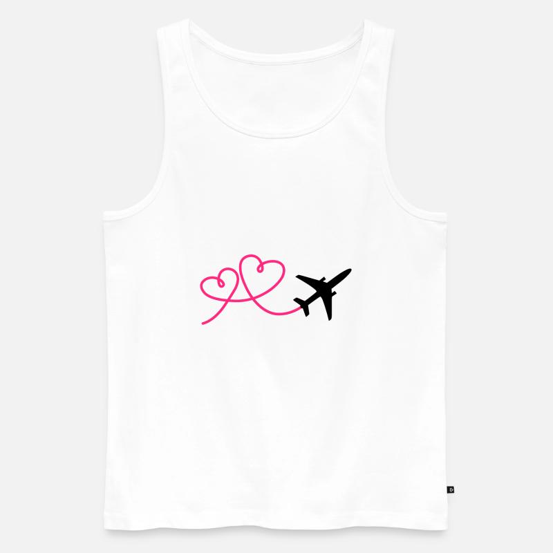 Flugzeug Flieger mit Herz - Männer Premium Bio Tank Top - Weiß