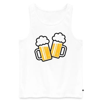 2 Maßkrüge Stoßen An, Prosit! (Bier Maßkrug / 2C) - Männer Premium Bio Tank Top - Weiß - Vorne - AI Model Male 178 light (178cm)