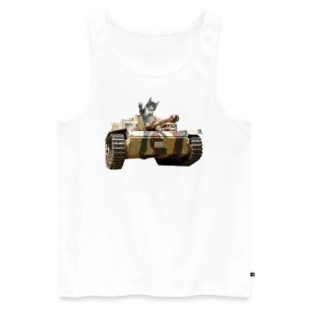 Panzerkatze - Männer Premium Bio Tank Top - Weiß - Vorne - Michal (187cm)