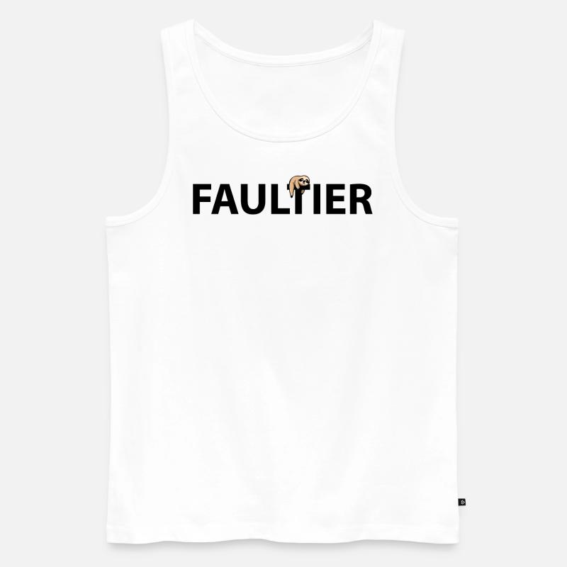 Faultier mit Schriftzug - Männer Premium Bio Tank Top - Weiß